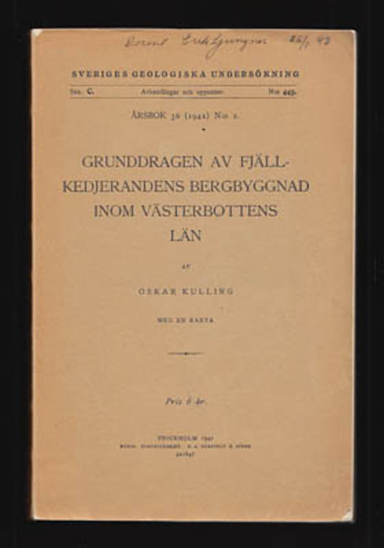 Oskar Kulling : Grunddragen av fjällkedjerandens bergbyggnad
