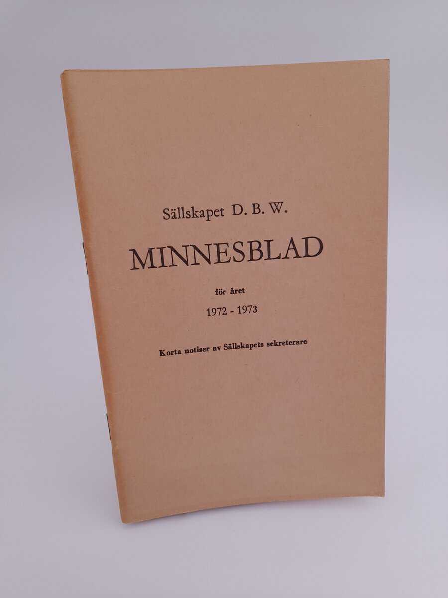 Sällskapet DBW minnesblad : 1972-73