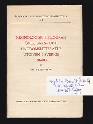 Göte Klingberg : Kronologisk bibliografi över barn- och ungdomslitteratur