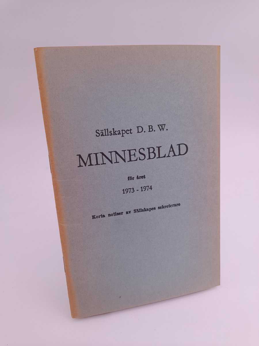 Sällskapet DBV minnesblad : 1973-1974