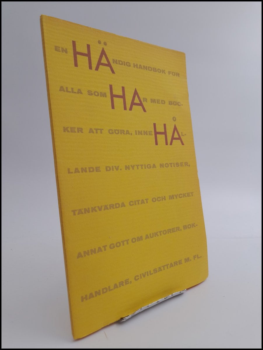 En händig bok för alla som har med böcker att göra, innehållande diverse nyttiga notiser, tänkvärda citat och mycket annat gott om auktorer, bokhandlare, civilsättare m. fl.