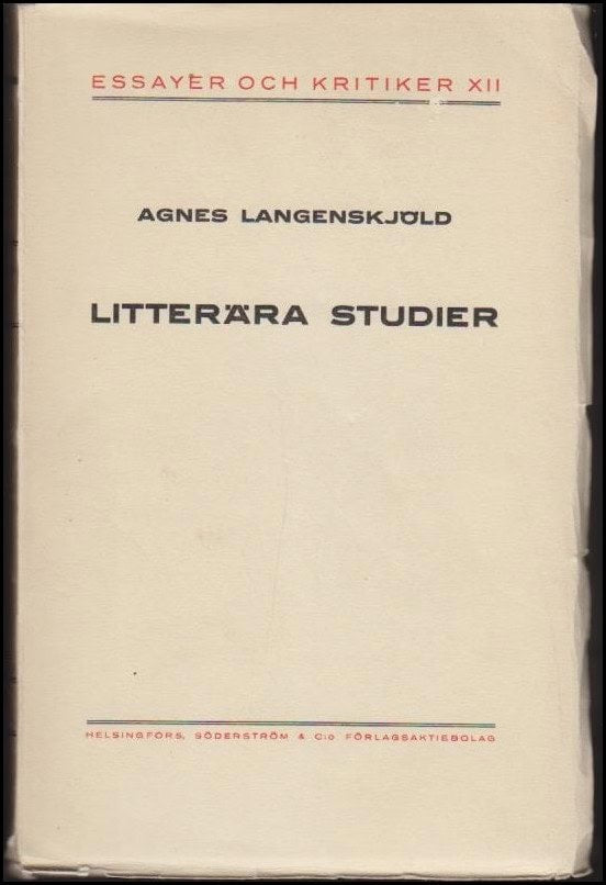 Agnes Langeskjöld : Litterära studier