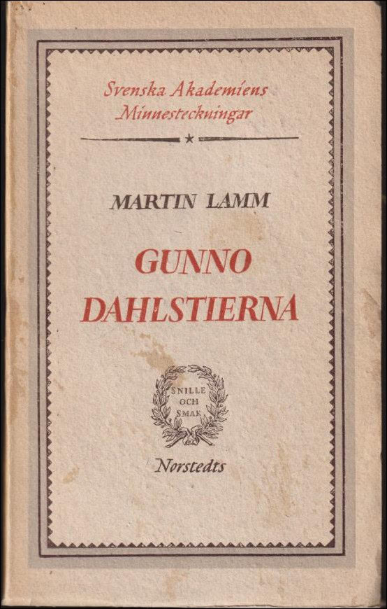 Martin Lamm : Gunno Dahlstierna