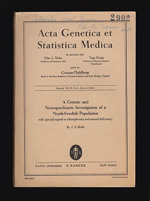 J. A. Böök : A Genetic and Neuropsychiatric investigation of a North-Swedish Population