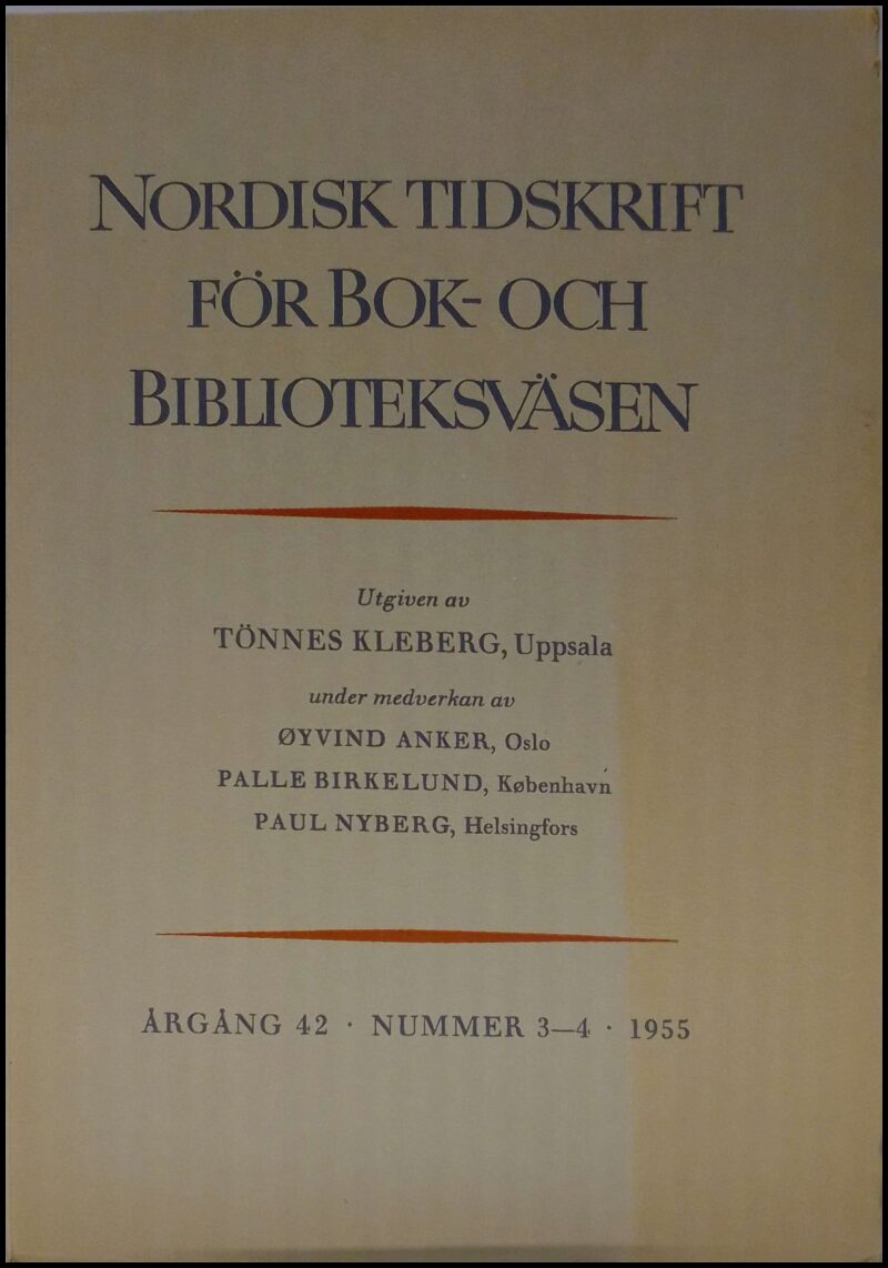 Nordisk tidskrift för bok- och biblioteksväsen : 1955 / 3-4