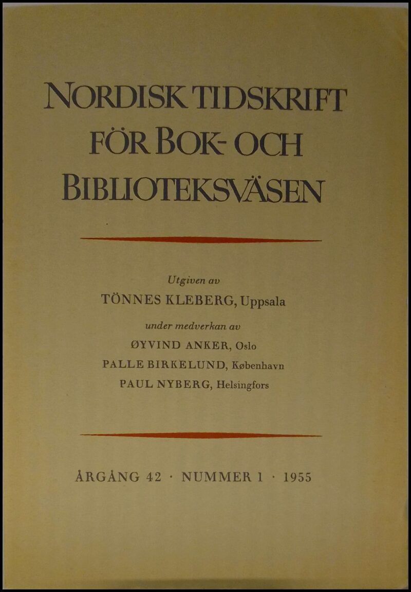 Nordisk tidskrift för bok- och biblioteksväsen : 1955 / 1