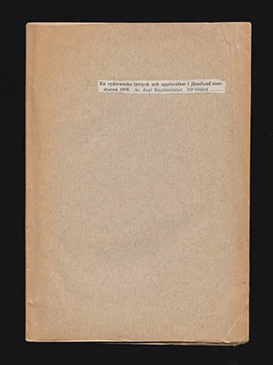 Axel Wachtmeister : En sydsvensks intryck och upplevelser i Jämtland sommaren 1918