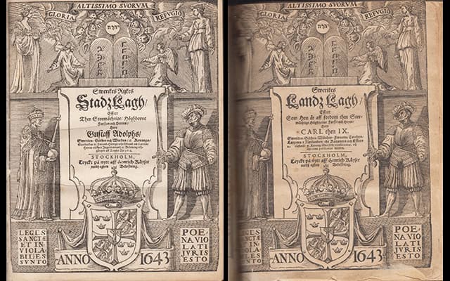 Swerikes Rijkes StadzLagh Anno 1643 + Swerikes Landz Lagh Anno 1643