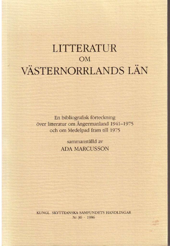 Ada Marcusson : Litteratur om Västernorrlands län