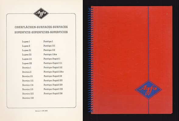 Agfa Oberflächen - Surfaces ... Lupex 1 - Lupex 138, Portriga 1 - Portriga 138 (katalog fotopapper)