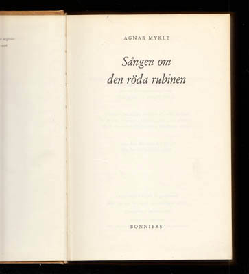 Agnar Mykle : Sången om den röda rubinen
