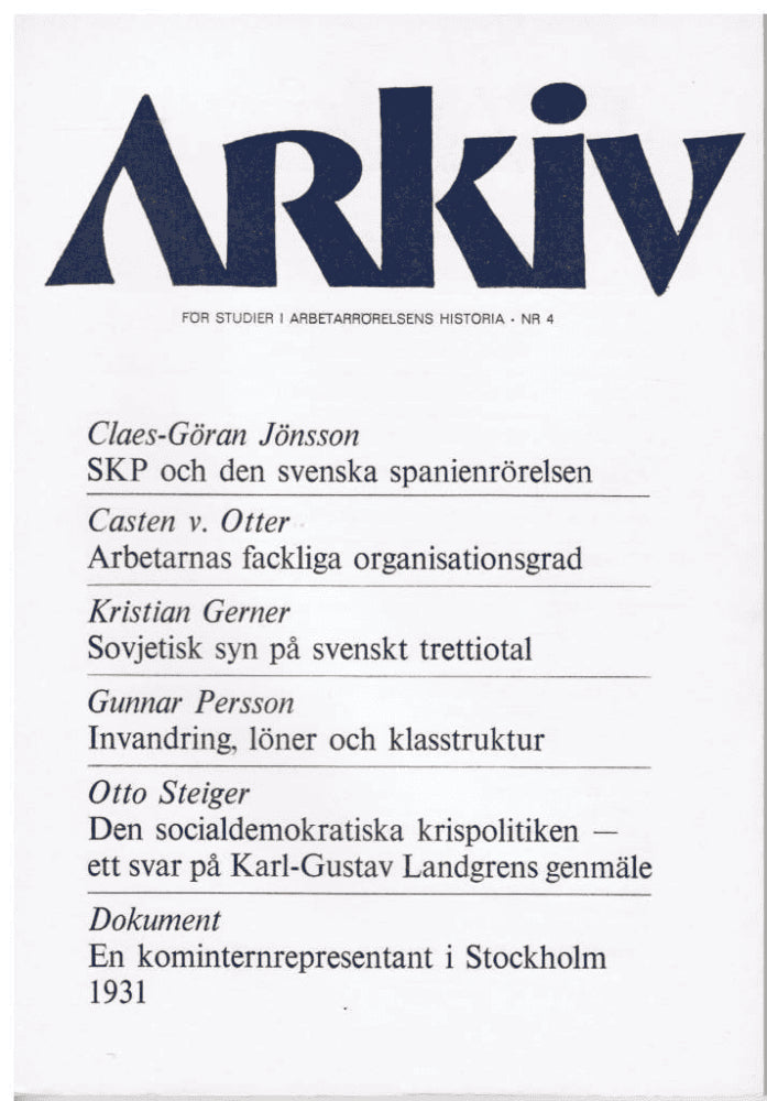 Arkiv. För studier i arbetarrörelsens historia - 4