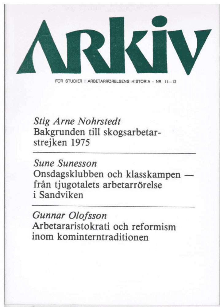Arkiv. För studier i arbetarrörelsens historia - Nr 11-12