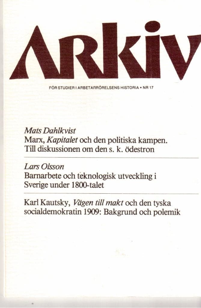 Arkiv för studier i arbetarrörelsens historia nr 17