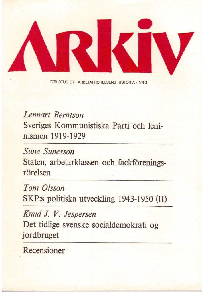 Arkiv. För studier i arbetarrörelsens historia. Nr 3