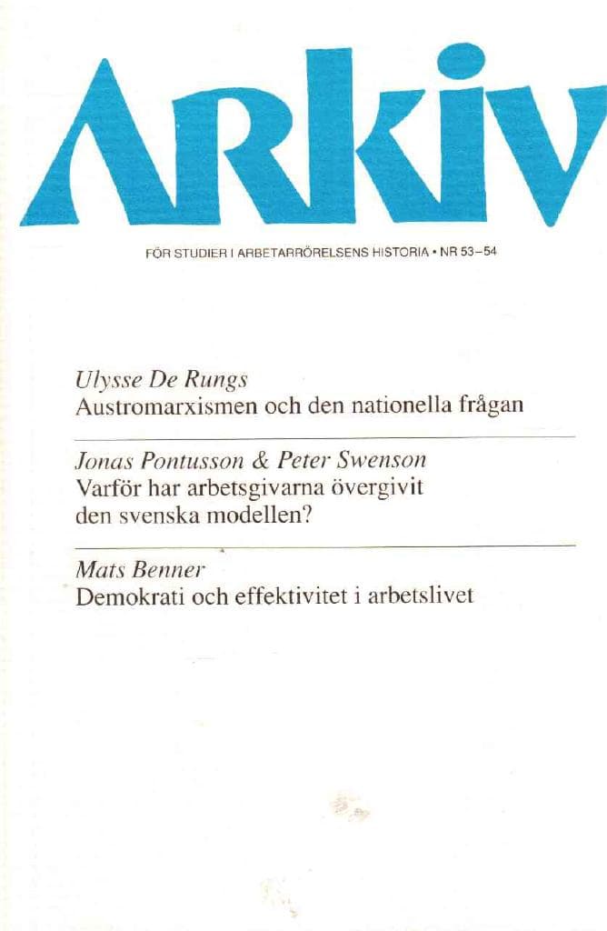 Arkiv för studier i arbetarrörelsens historia. Nr 53-54