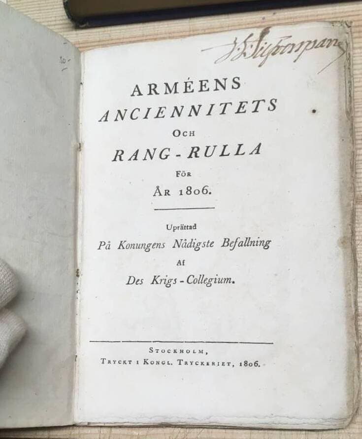 Armeens anciennitets och rang-rulla för år 1806