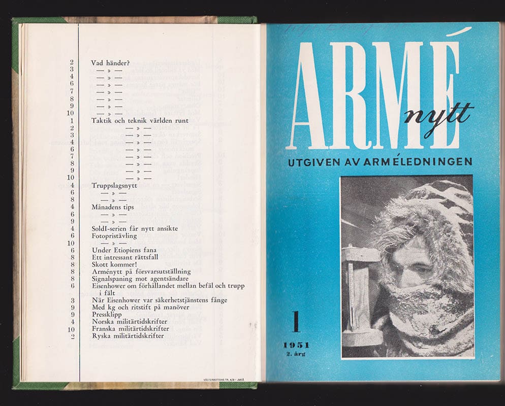 Arménytt. Utgiven av Arméledningen. Nr 1-10 1951 (2. årg.) tom Nr 1-5/6 1963 (14. årg.)