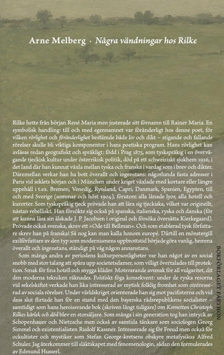 Arne Melberg : Några vändningar hos Rilke