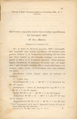 Aug. Berlin : Kärlväxter, insamlade under den svenska expeditionen till Grönland 1883
