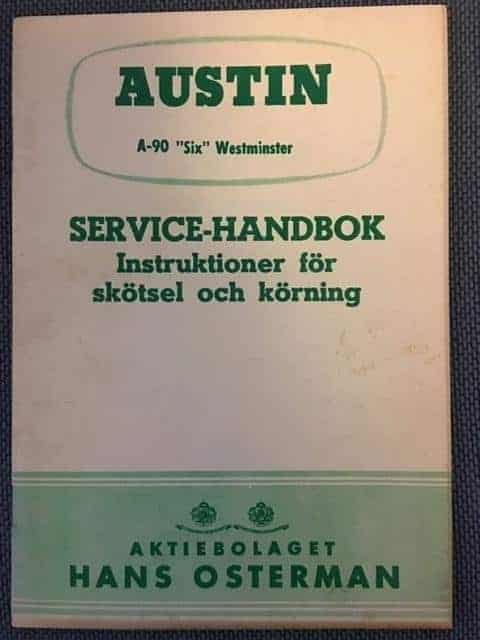 Austin A-90 'Six' Westminister Service-Handbok