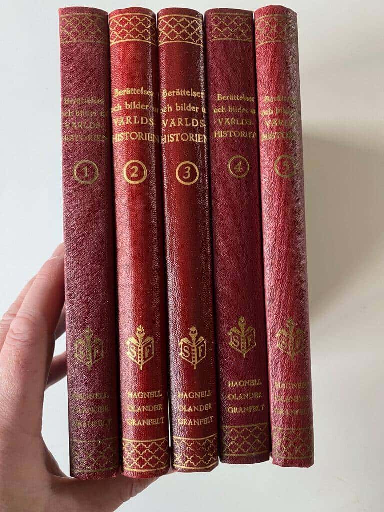 Axel Hagnell ; Gunnar Olander ; Helge Granfelt : Berättelser och bilder ur världshistorien I-V