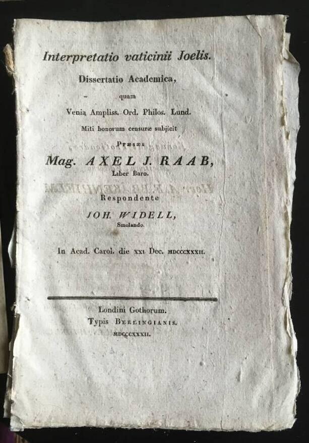 Axel J Raab : Interpretatio vaticinii Joelis
