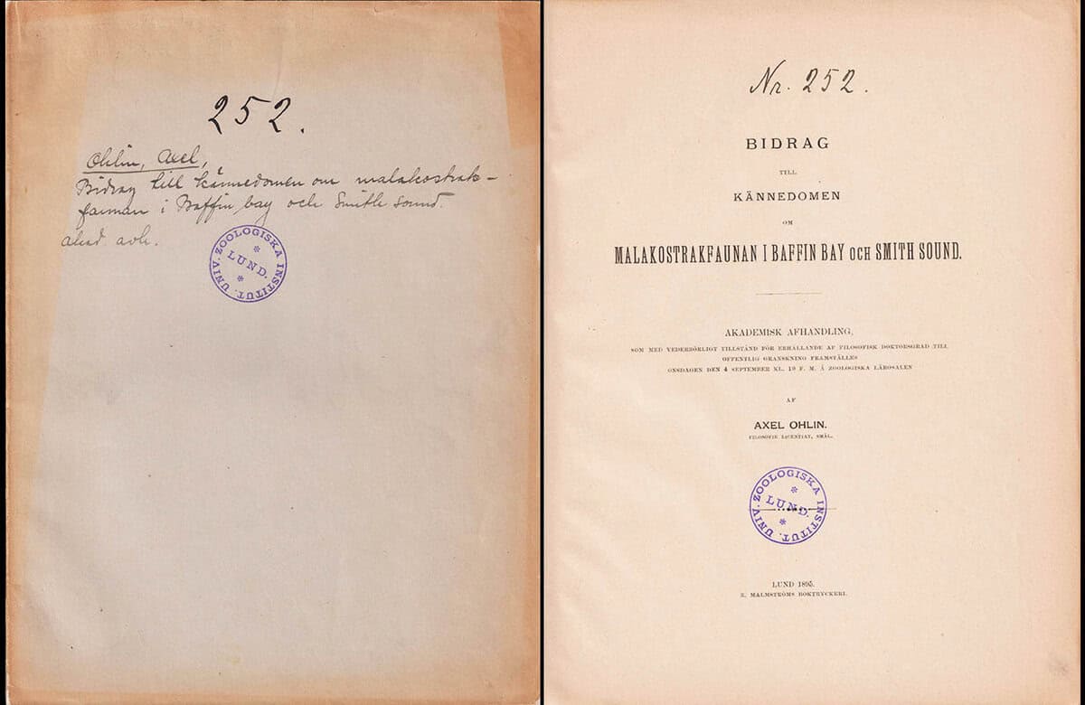 Axel Ohlin : Bidrag till kännedomen om Malakostrakfaunan i Baffin-Bay och Smith Sound
