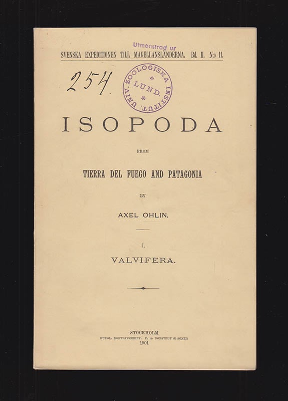 Axel Ohlin : Isopoda from Tierra del Fuego and Patagonia. I. Valvifera