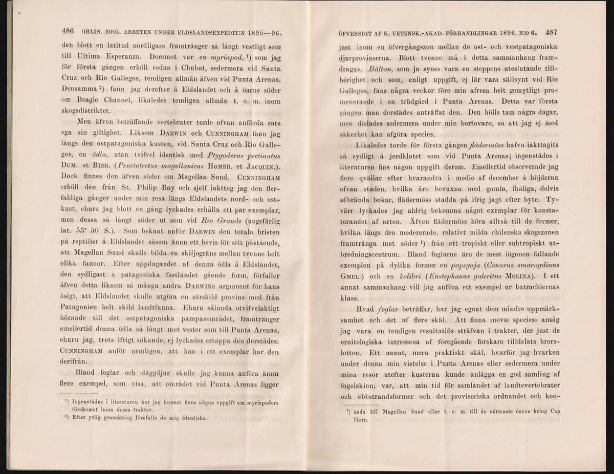 Axel Ohlin : Kort berättelse öfver de zoologiska arbeten, som utförts under den svenska Eldslandsexpeditionen 1895-1896