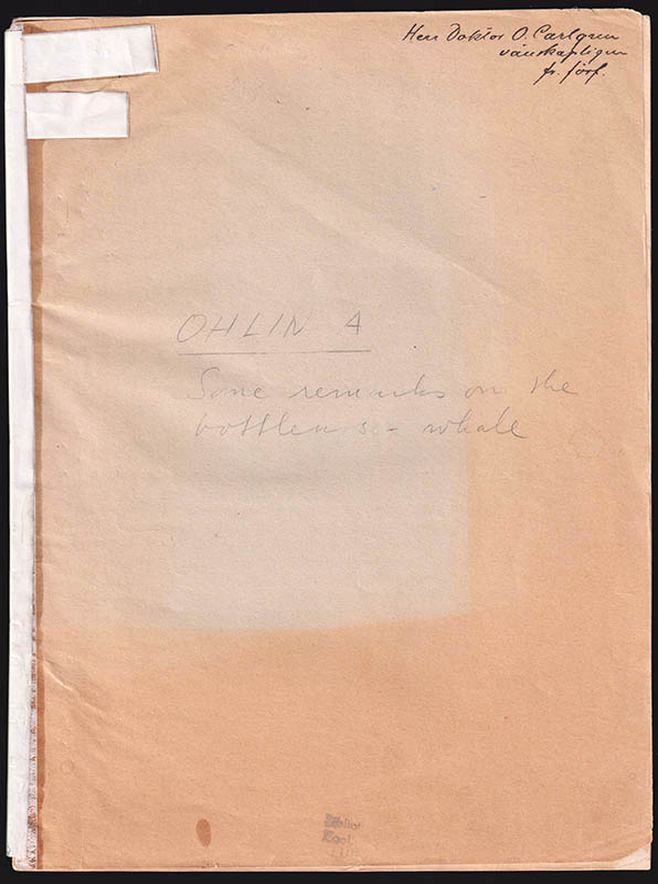 Axel Ohlin : Some Remarks on the Bottlenose-whale (Hyperoodon)