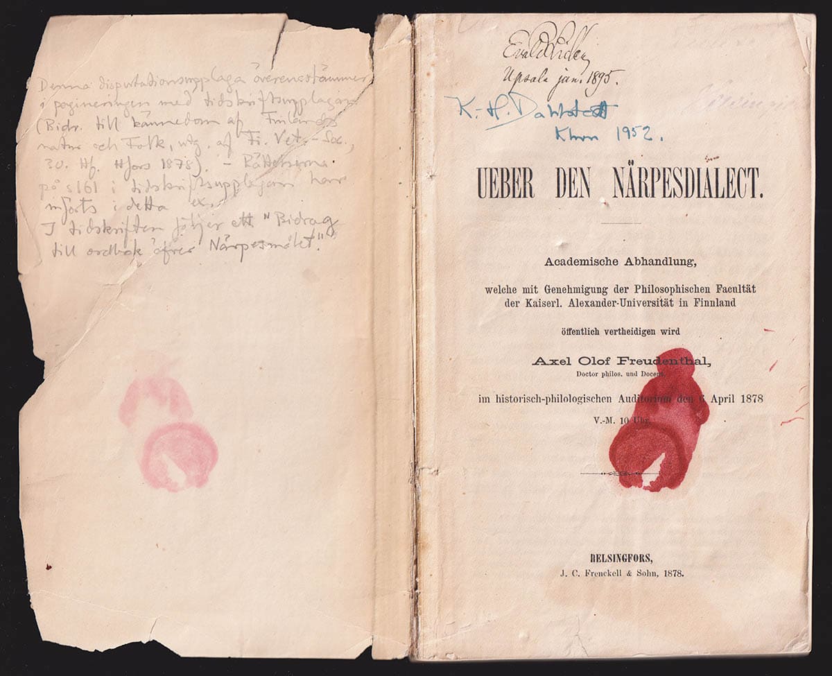 Axel Olof Freudenthal : Ueber den Närpesdialect. Akademische Abhandlung