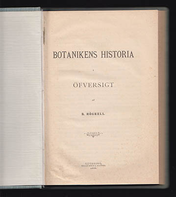 B. Högrell : Botanikens historia i öfversigt
