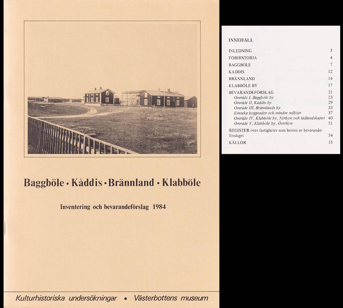 Baggböle, Kåddis, Brännland, Klabböle. Inventering och bevarandeförslag 1984