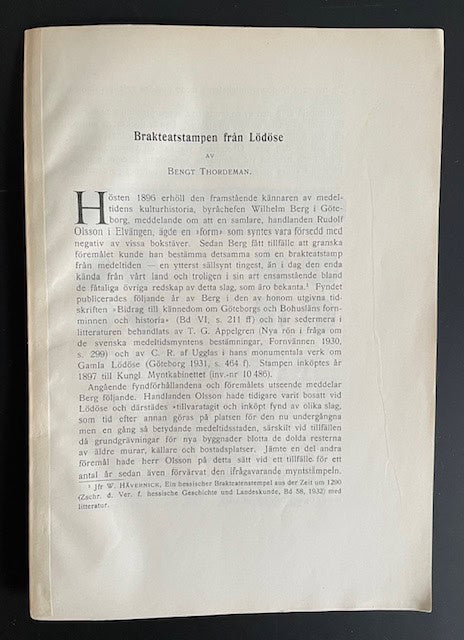 Bengt Thordeman : Brakteatstampen från Lödöse.