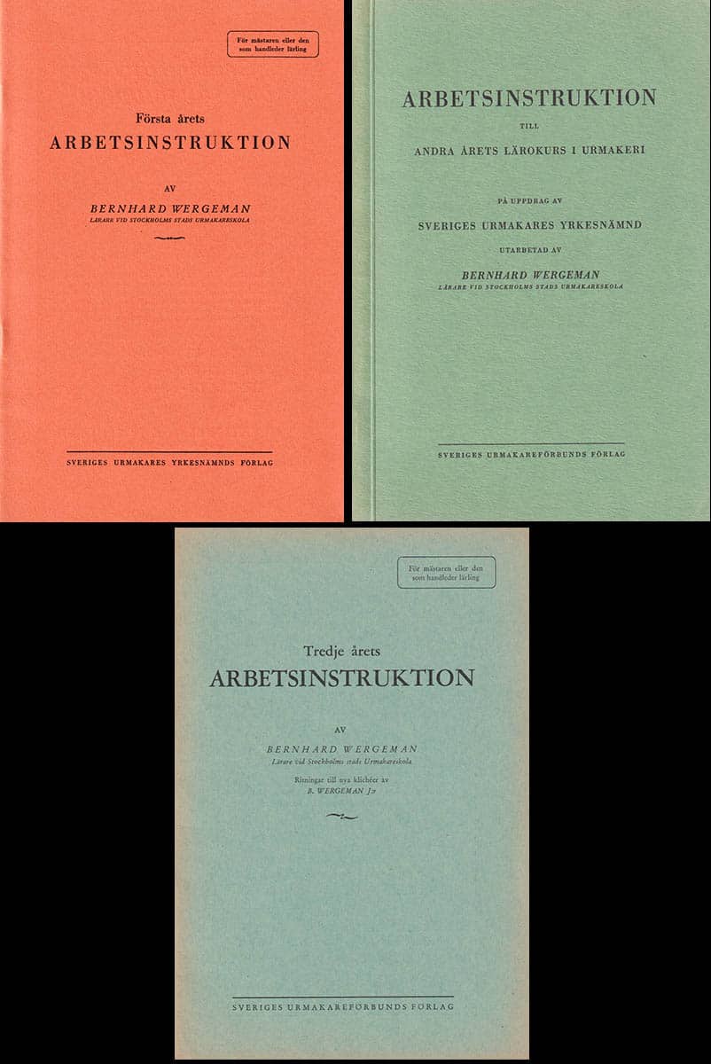 Bernhard Wergeman : Arbetsinstruktion till andra årets lärokurs i urmakeri