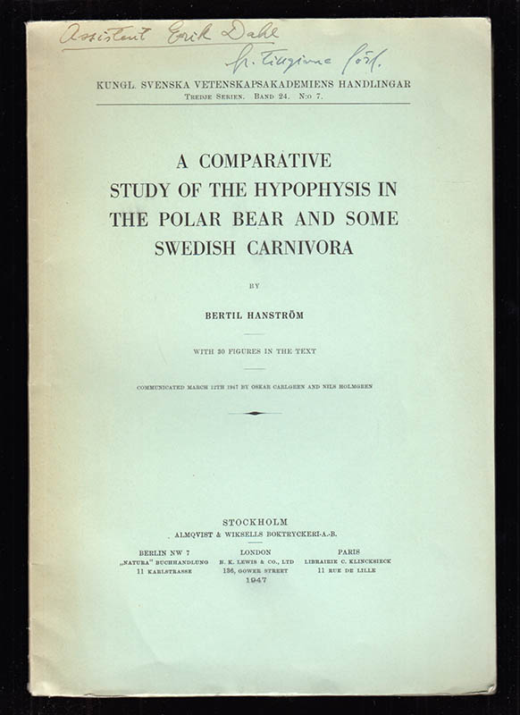 Bertil Hanström : A comparative study of the Hypophysis in the Polar Bear and some Swedish Carnivora. With 30 Figures in the Text