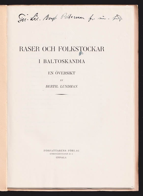Bertil Lundman : Raser och folkstockar i Baltoskandia