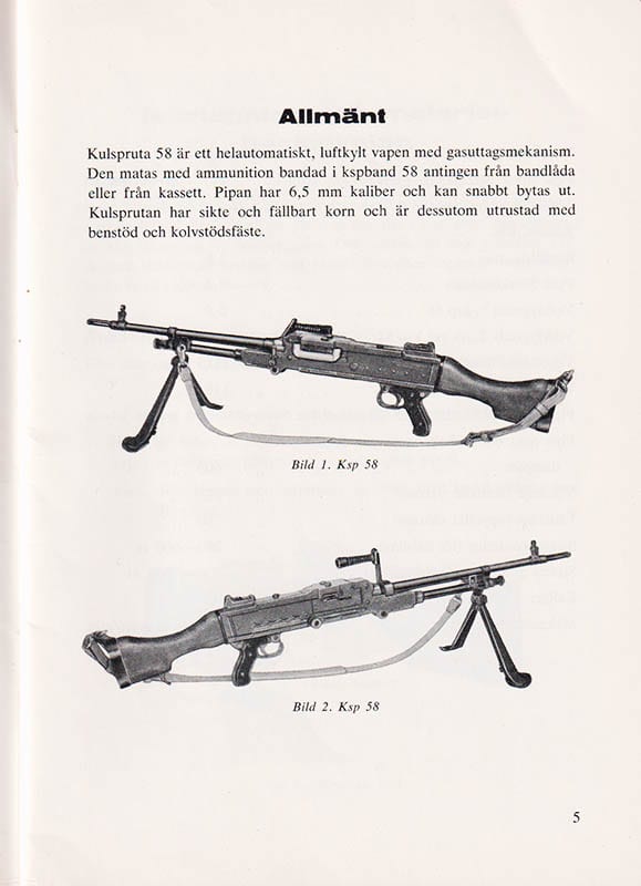 Beskrivning av kulspruta 58