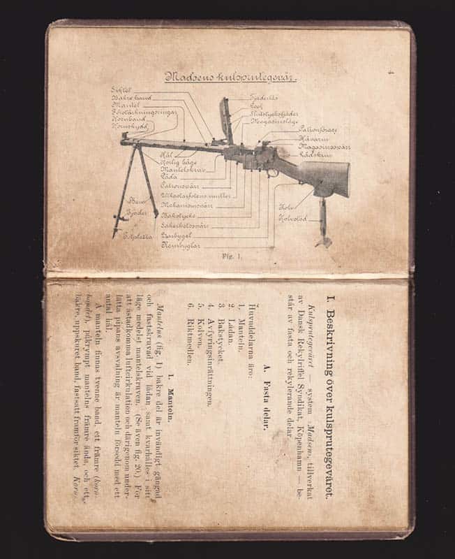 Beskrivning över Madsens kulsprutegevär. Utarbetad inom artilleristaben