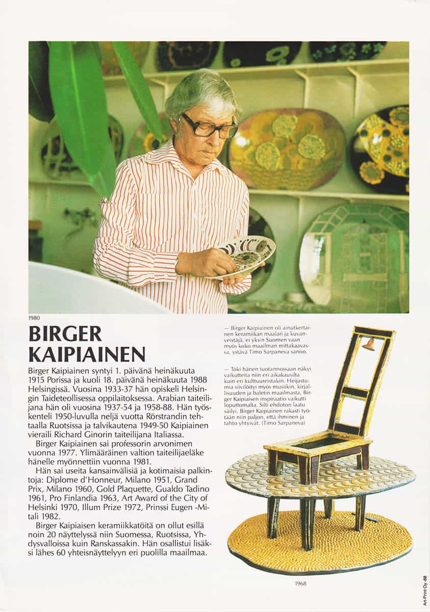 Birger Kaipiainen : Keramiikan ruhtinas Birger Kaipiainen 1915-1988 (Arabia)