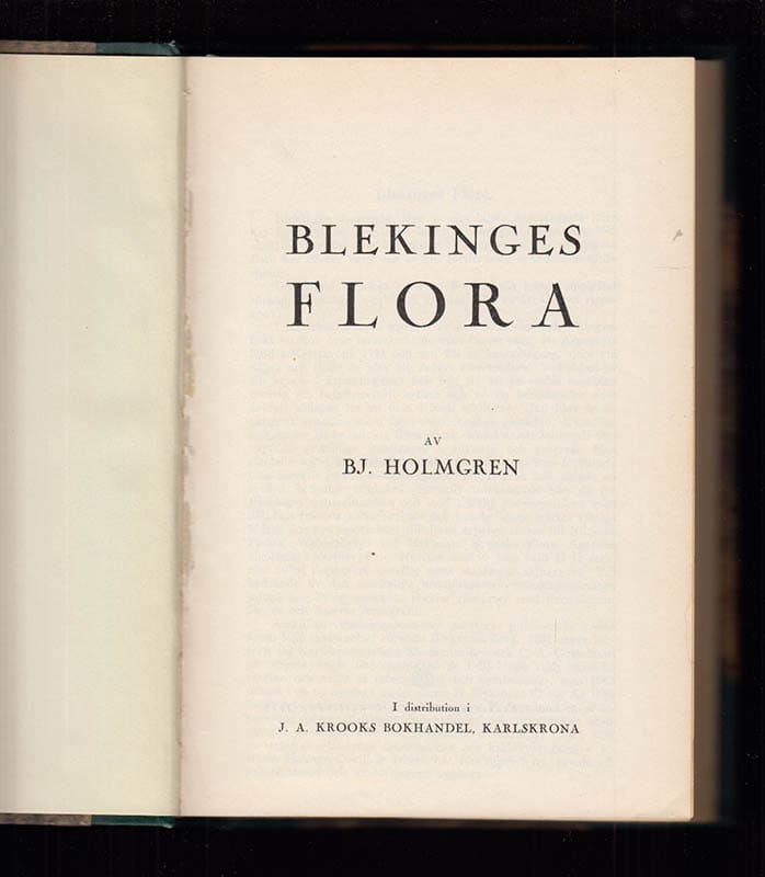 BJ. Holmgren : Blekinges flora