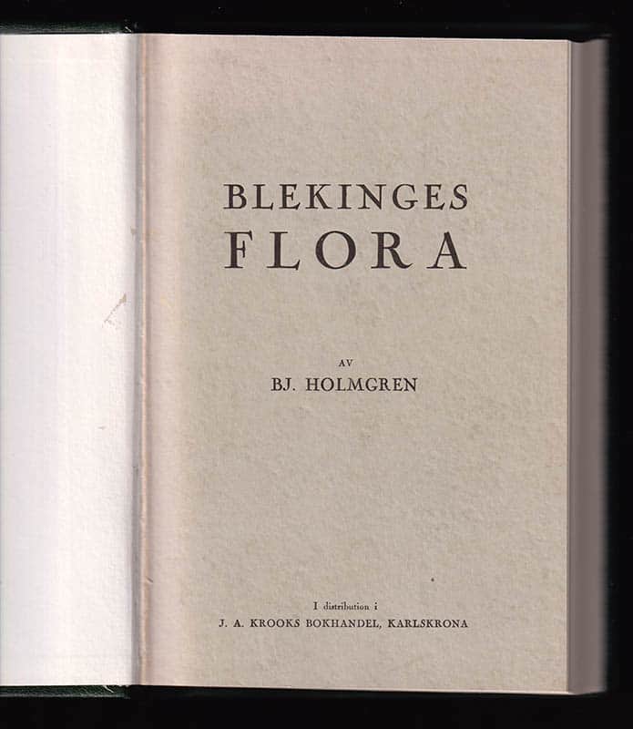 BJ. Holmgren : Blekinges flora