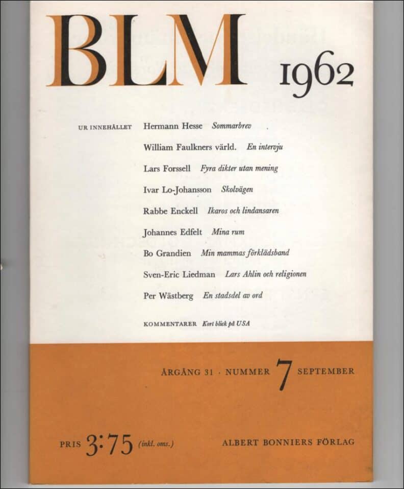 Bonniers Litterära Magasin : 1962 / 7