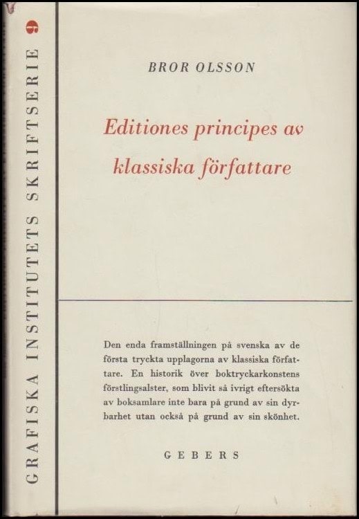 Bror Olsson : Editiones principes av klassiska författare