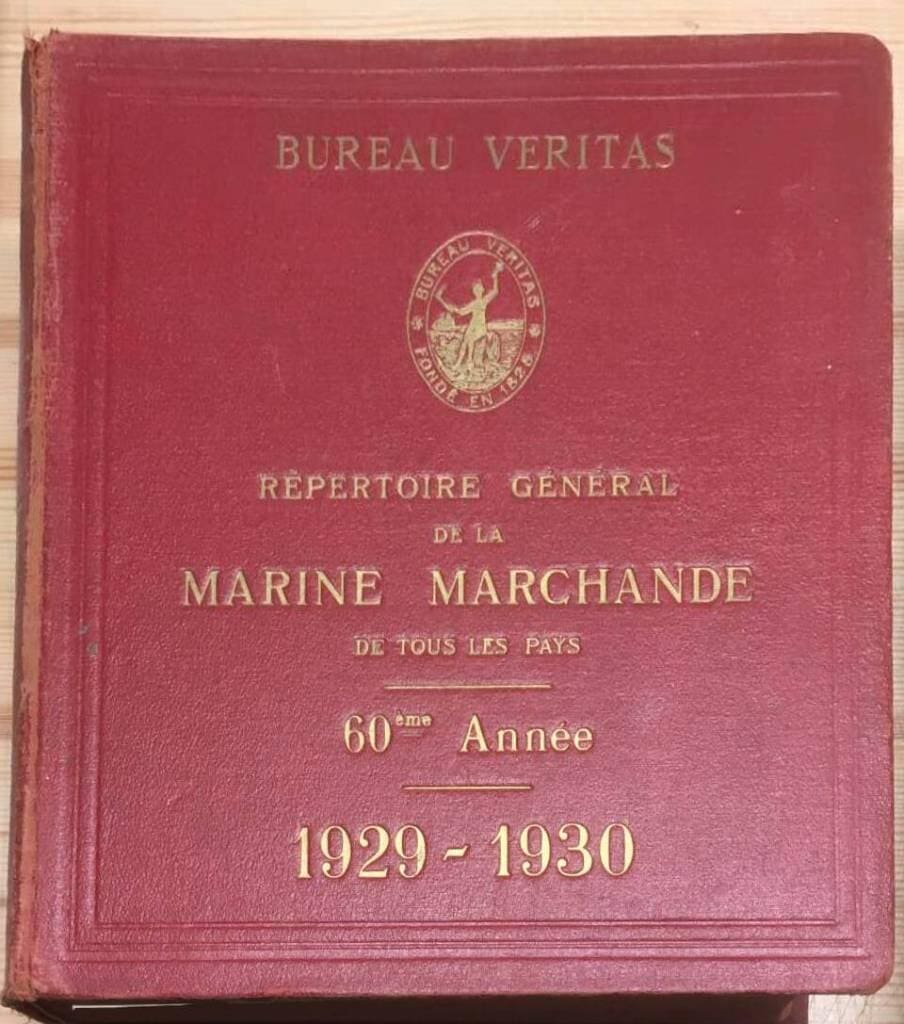 Bureau Veritas Repertoire general de la Marine Marchande de tous les pays 1929-1930