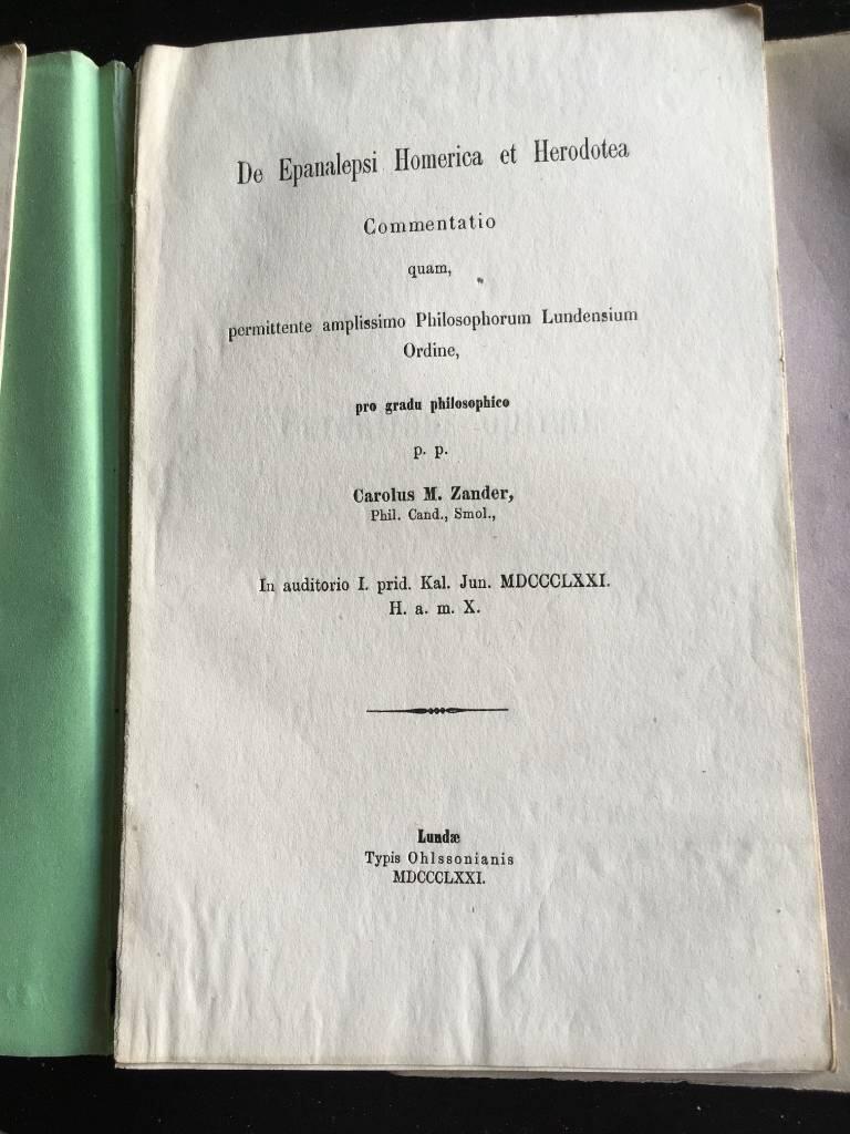 C M Zander : De Epanalepsi Homerica et Herodotea