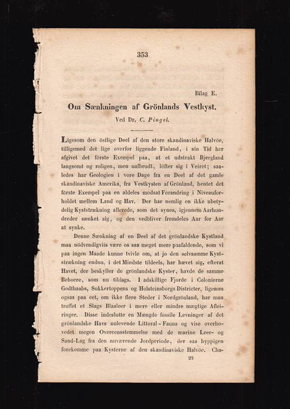 C. Pingel : Om Sænkningen af Grönlands Vestkyst