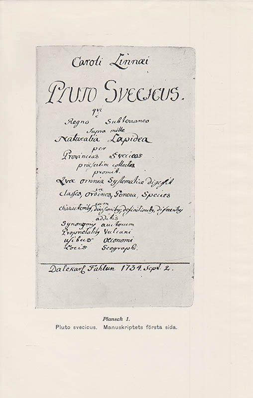 Carl Benedicks : Linnés Pluto Svecicus. Utgifven av Carl Benedicks