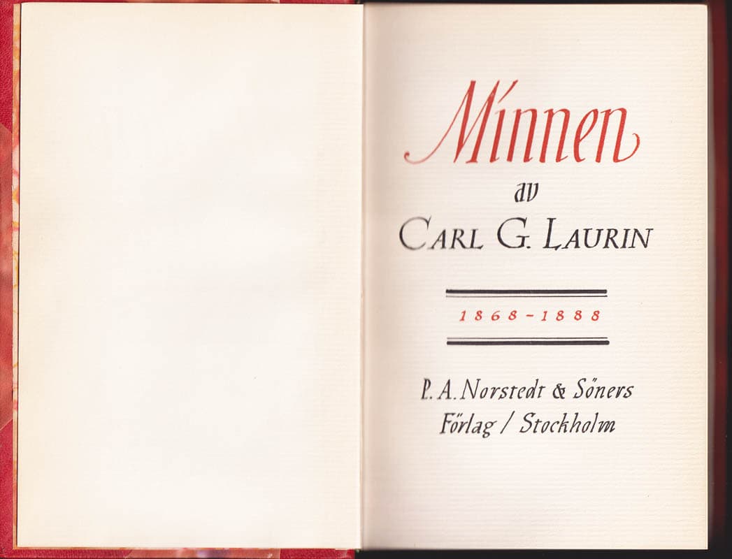 Carl G. Laurin : Minnen. Del 1-2 (av 4). 1868-1888 + 1888-1898